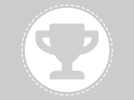 A gray trophy in a white circle