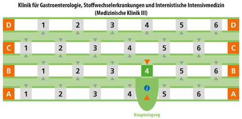 Gebäudeplan mit Markierungen