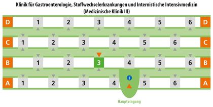Lageplan mit Wegmarkierung
