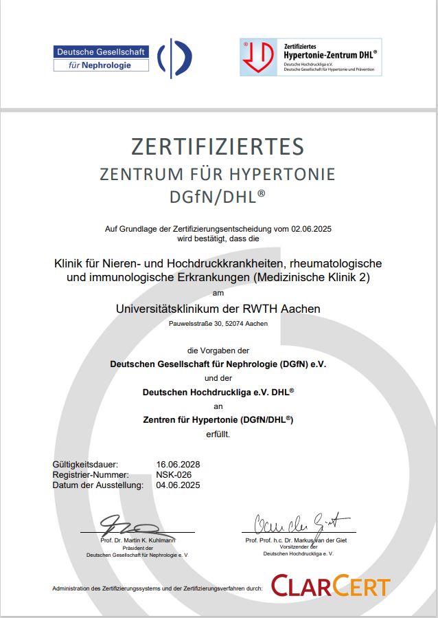 Zertifikat Zentrum für Hypertonie