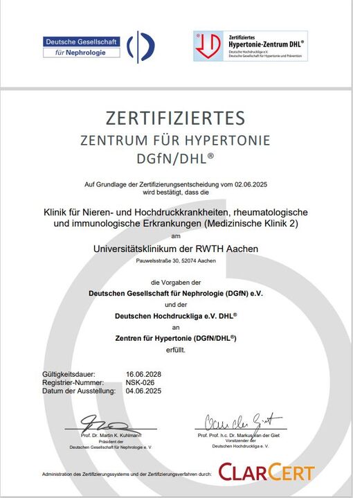 Zertifikat Zentrum für Hypertonie